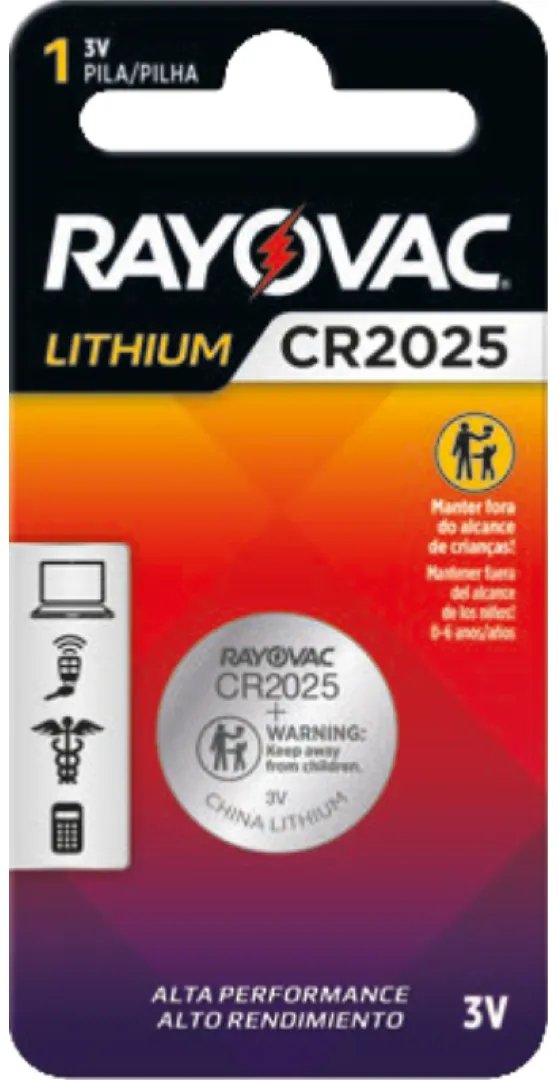 PILHA RAYOVAC ELETRÔNICA LITHIUM CR2025 COM 1 UND