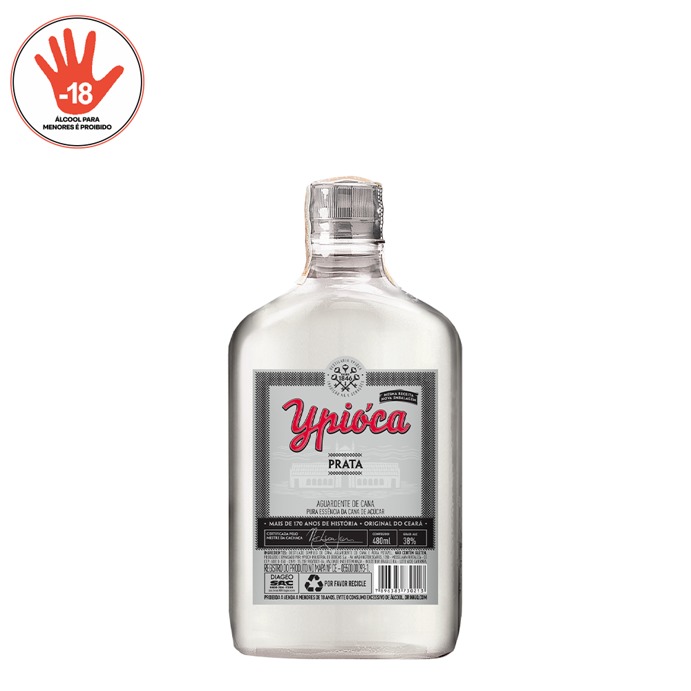 AGUARDENTE YPIOCA 480ML PRATA MEIOTA PET