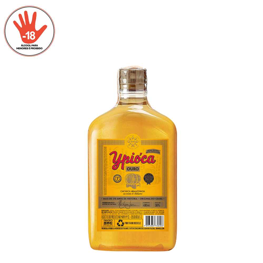 CACHACA YPIOCA 480ML OURO MEIOTA PET BRA
