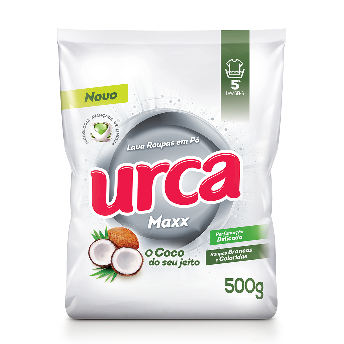 LAVA ROUPAS EM PÓ URCA MAXX COCO 500G