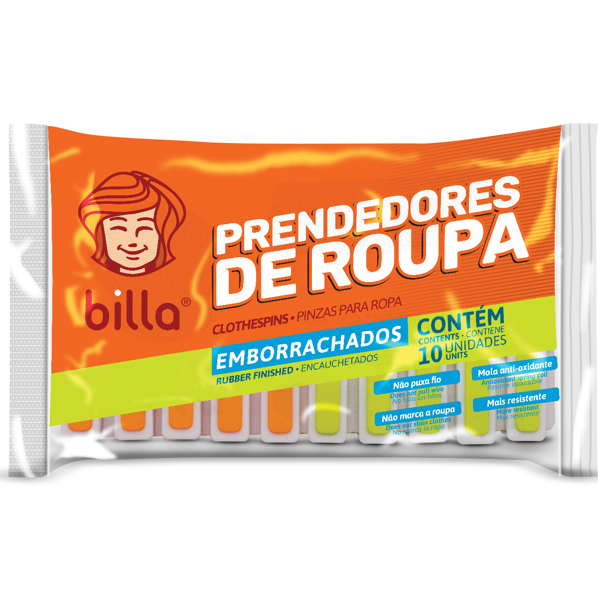 PRENDEDOR DE ROUPA BILLA COM 10 UNI EMBO