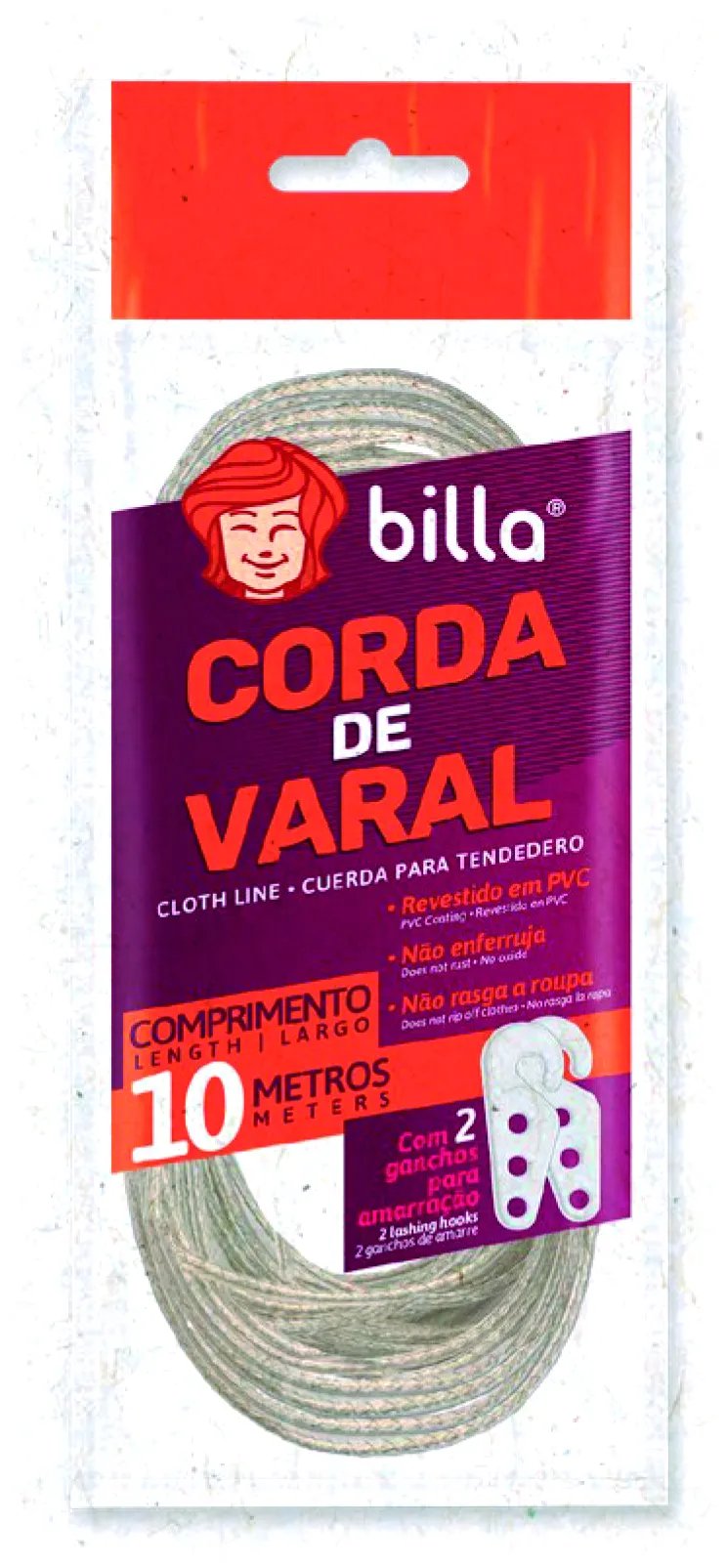*CORDA DE VARAL ACO COM PVC BILLA 10MT