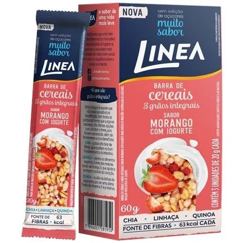 BARRA CEREAIS LINEA 3X20GR MORANGO C/ I