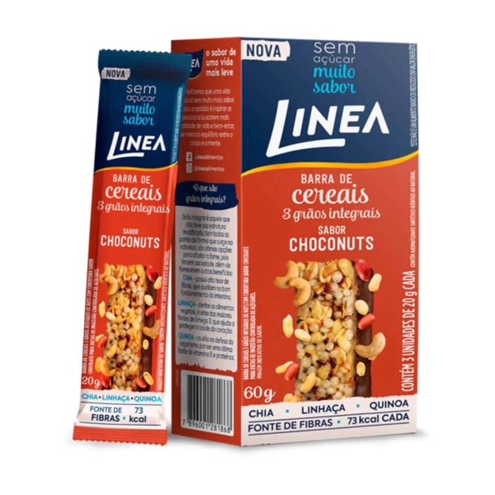 BARRA CEREAIS LINEA 3X20GR NUTS C/ CHOC