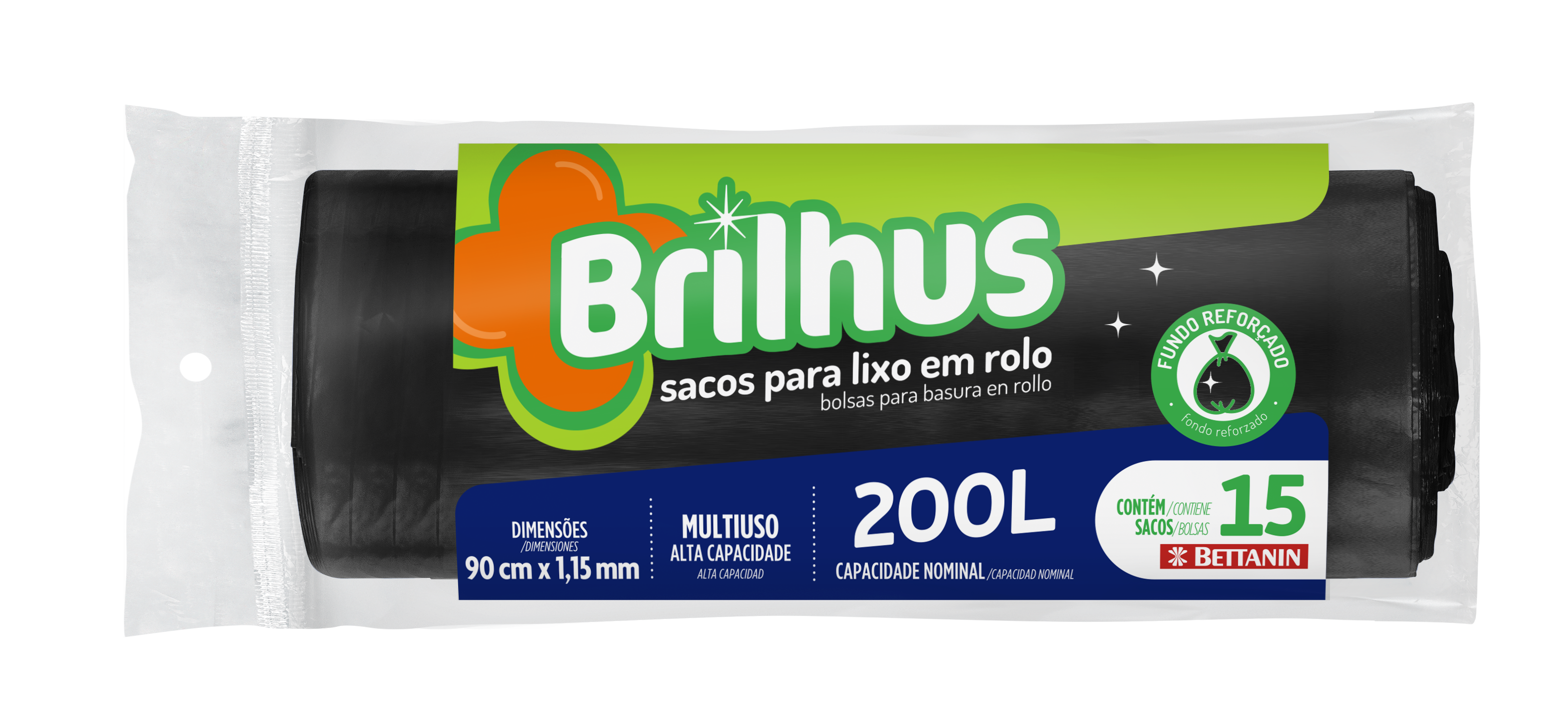 SACO BRILHUS P/ LIXO ROLO 200LT