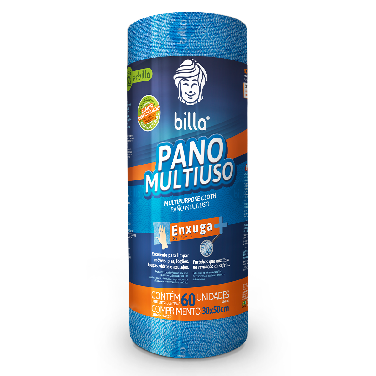 *PANO MULTIUSO BILLA AZUL COM 60