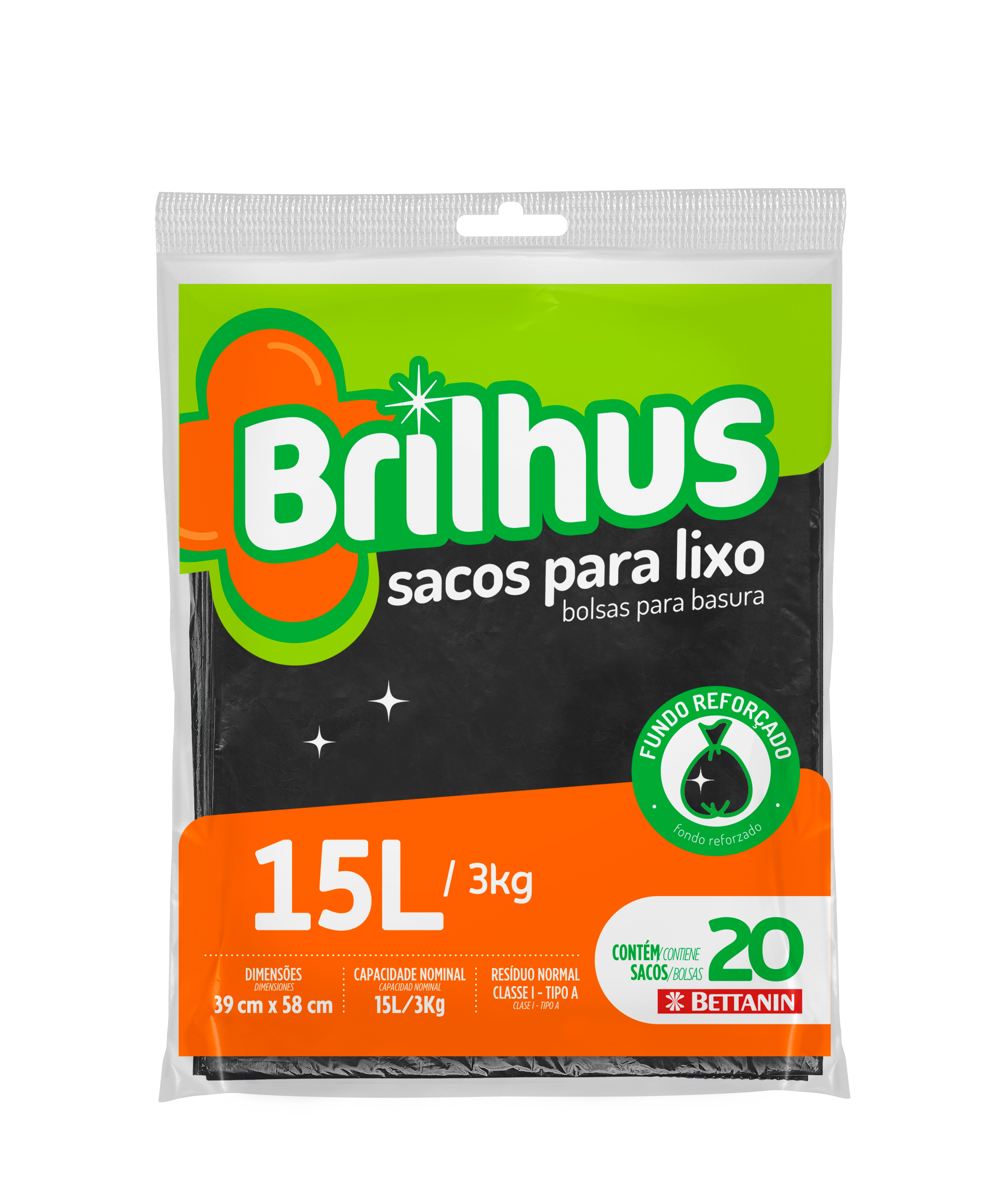 SACO BRILHUS P/ LIXO ALMOFADA 15LT