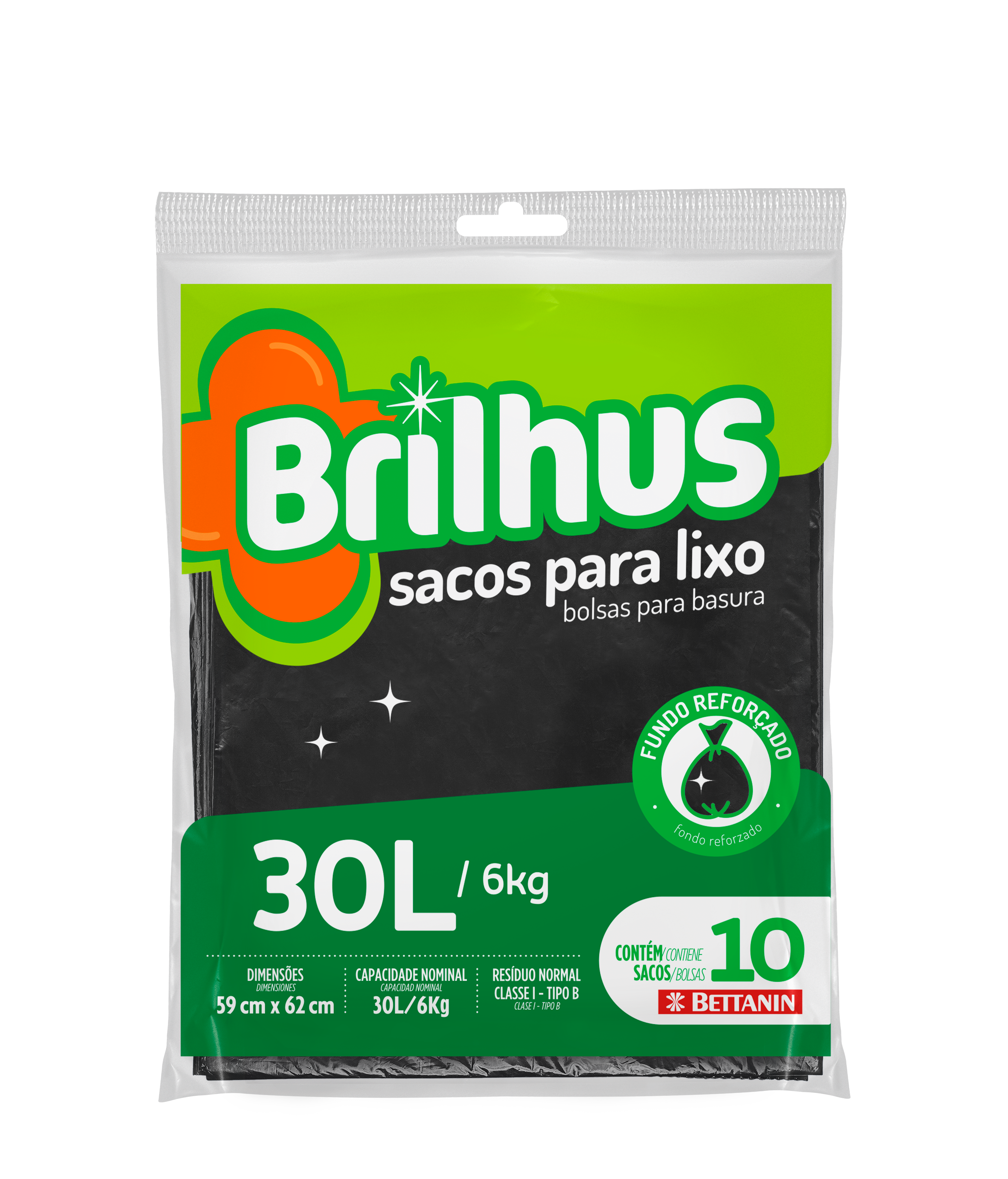 SACO BRILHUS P/ LIXO ALMOFADA 30LT