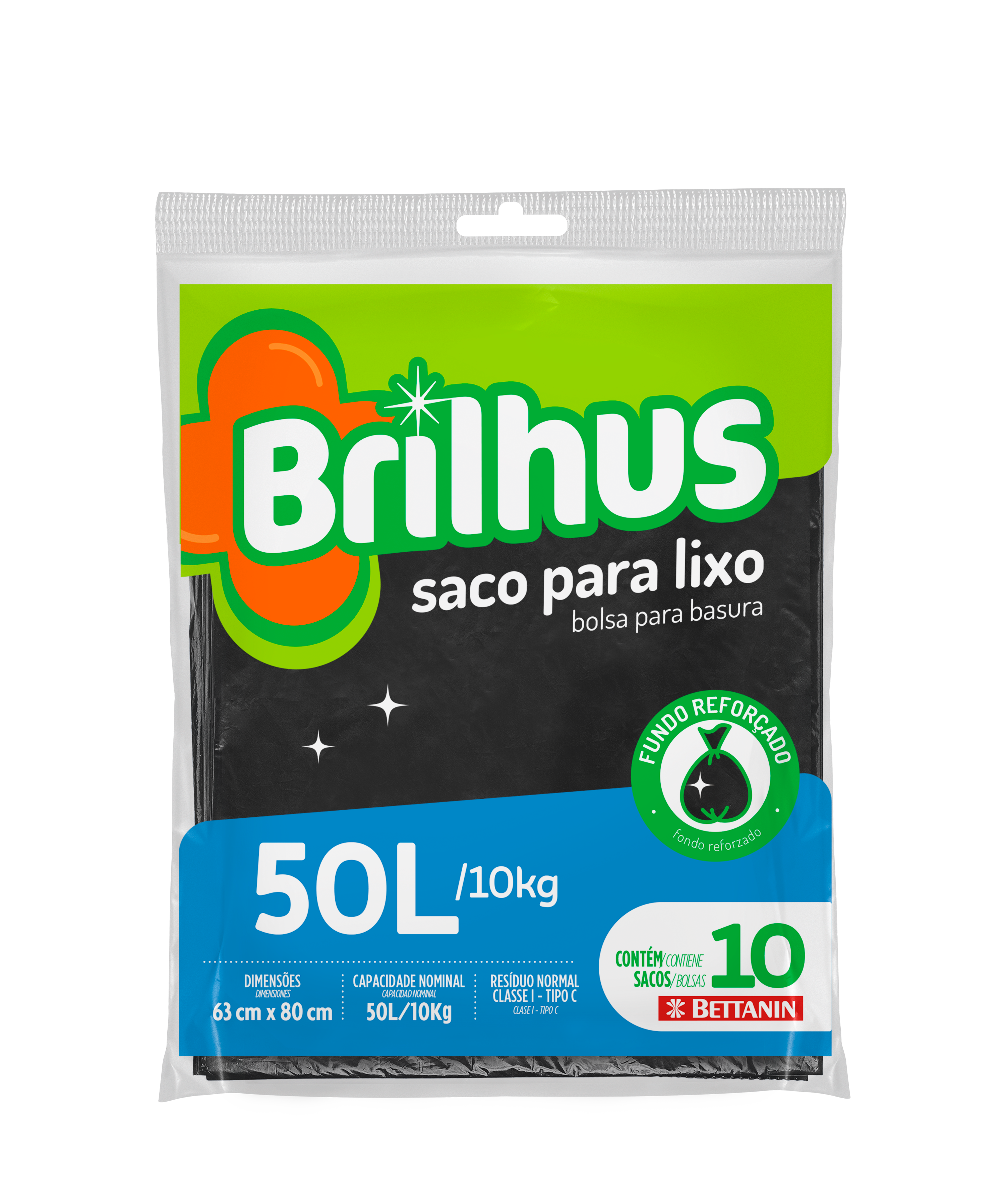 SACO BRILHUS P/ LIXO ALMOFADA 50LT