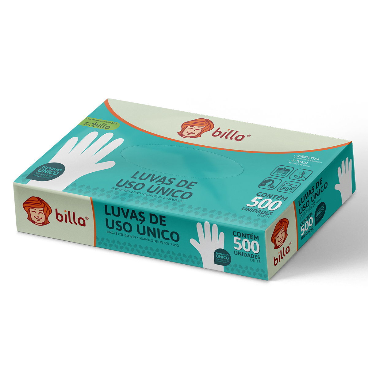 *LUVA DESCARTAVEL BILLA COM 500 UNI