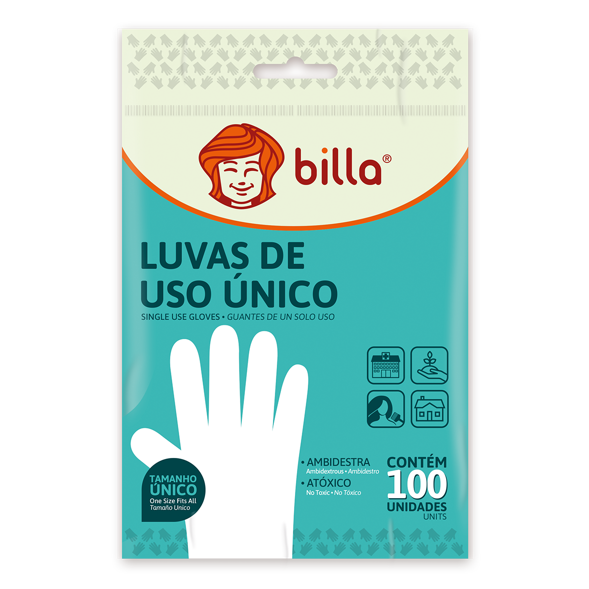 *LUVA DESCARTAVEL BILLA COM 100 UNI