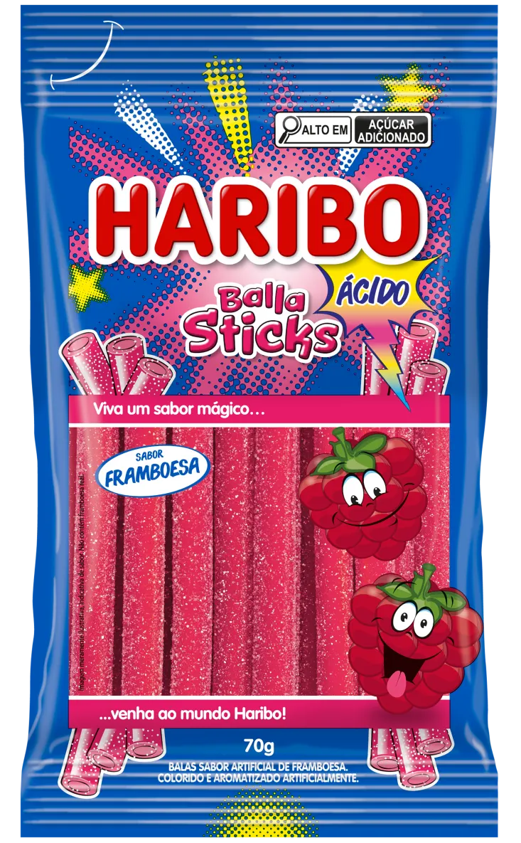 *BALA STICKS 80GR HARIBO FRAMBOESA ACIDA