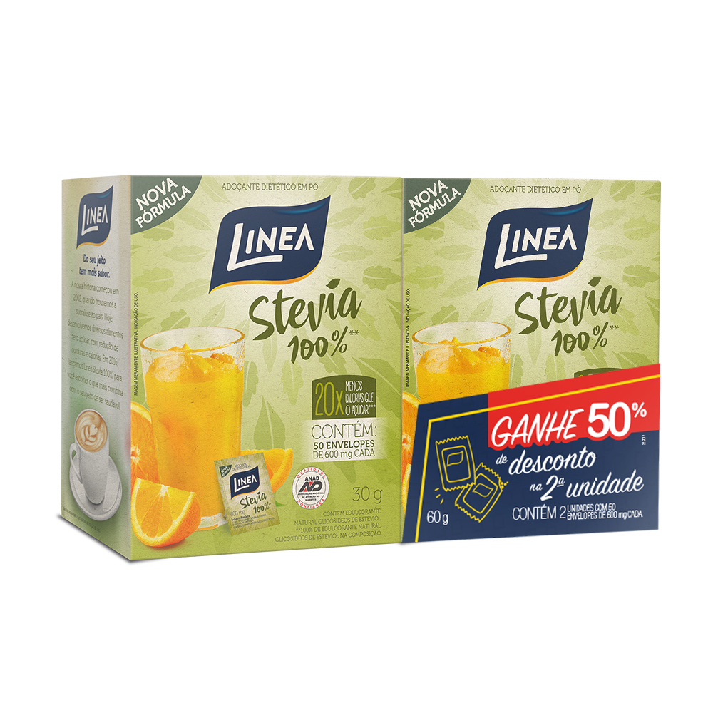 ADOCANTE STEVIA PO LINEA 2X50 ENVE. 50%