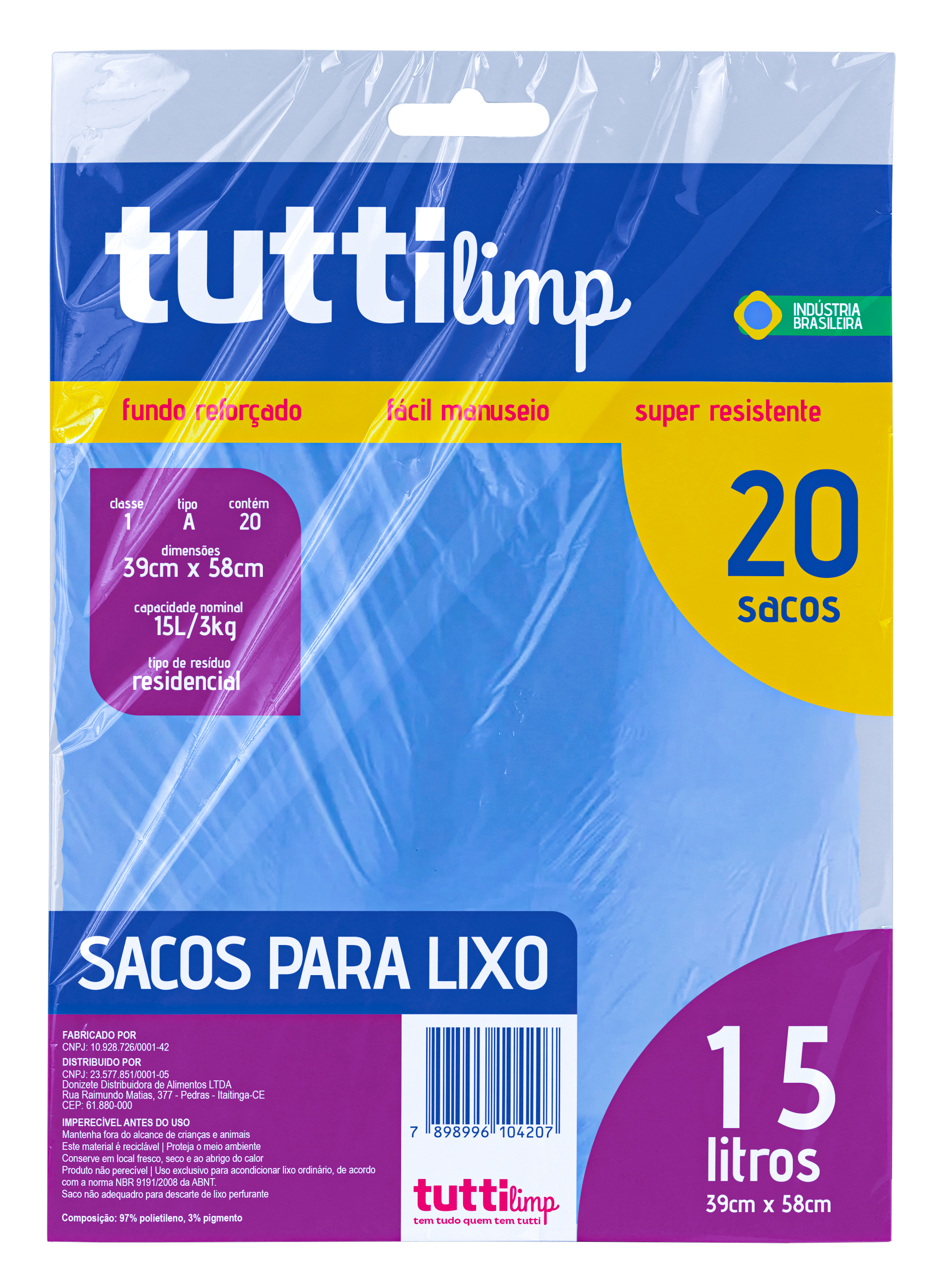 SACO P/ LIXO TUTTI ALMOFADA 15LT C/ 20