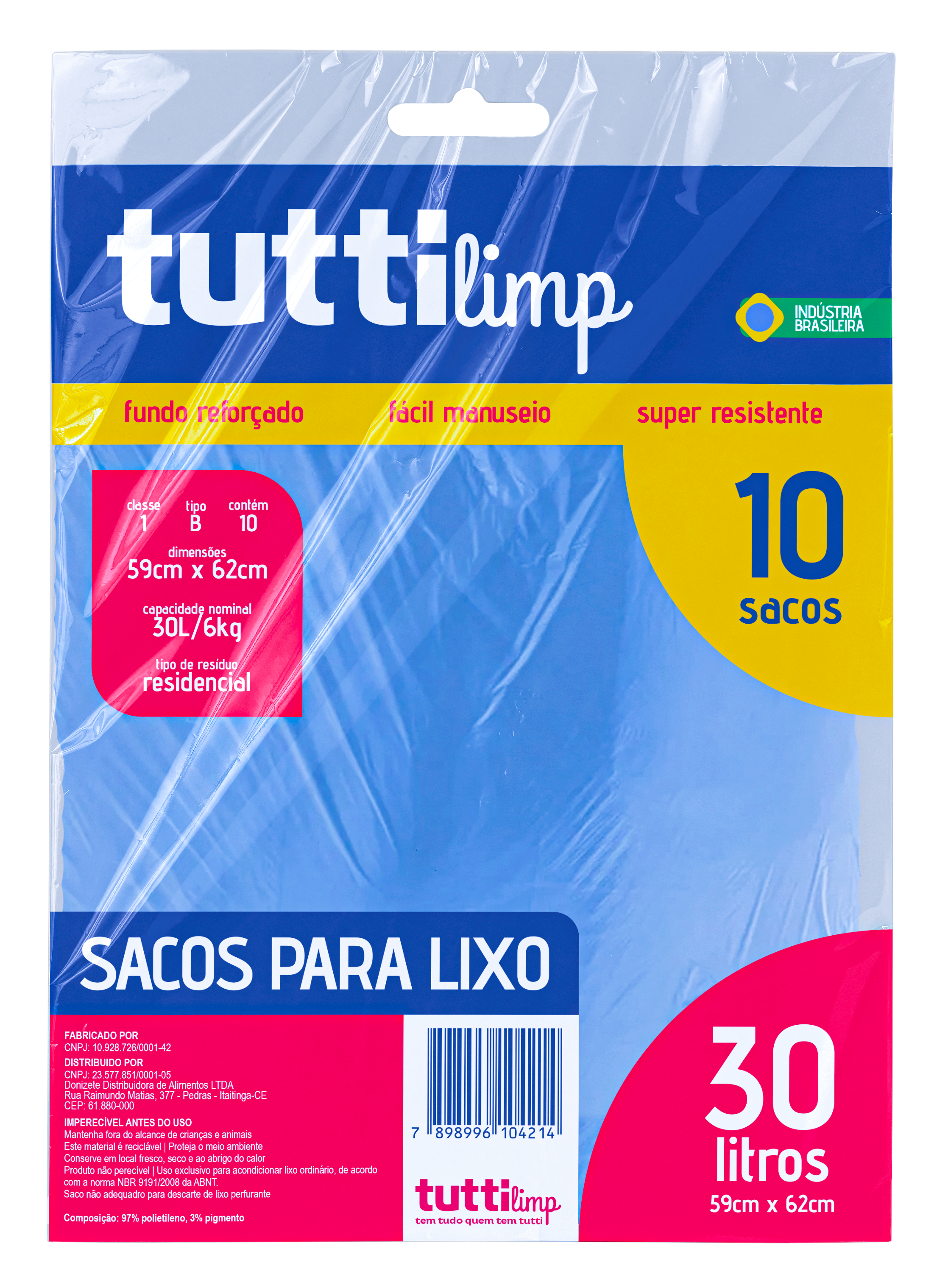 SACO P/ LIXO TUTTI ALMOFADA 30LT C/ 10
