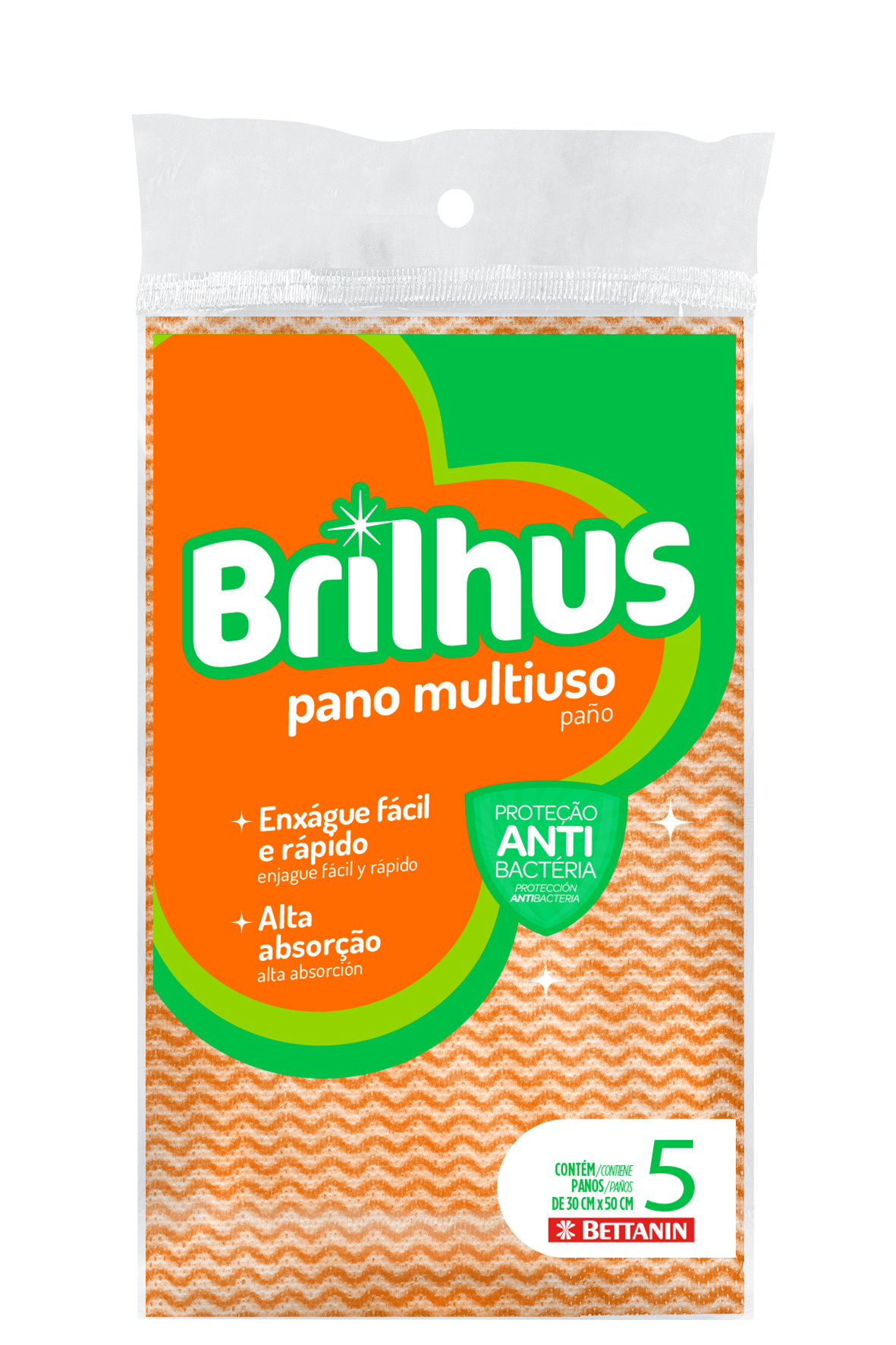 PANO MULTIUSO BRILHUS LARANJA 5 UND