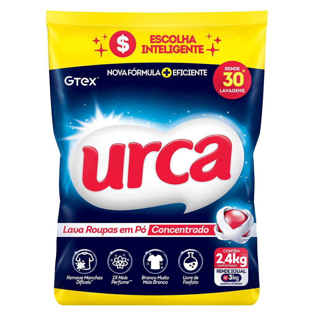 LAVA ROUPAS EM PÓ URCA CONCENTRADO 2,4KG