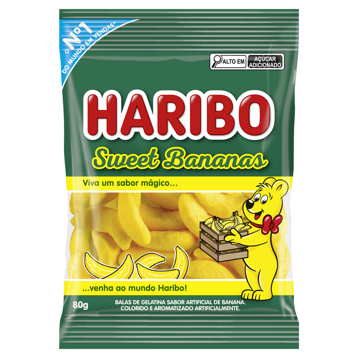 BALA DE GELATINA HARIBO BANANA DOCE 80G