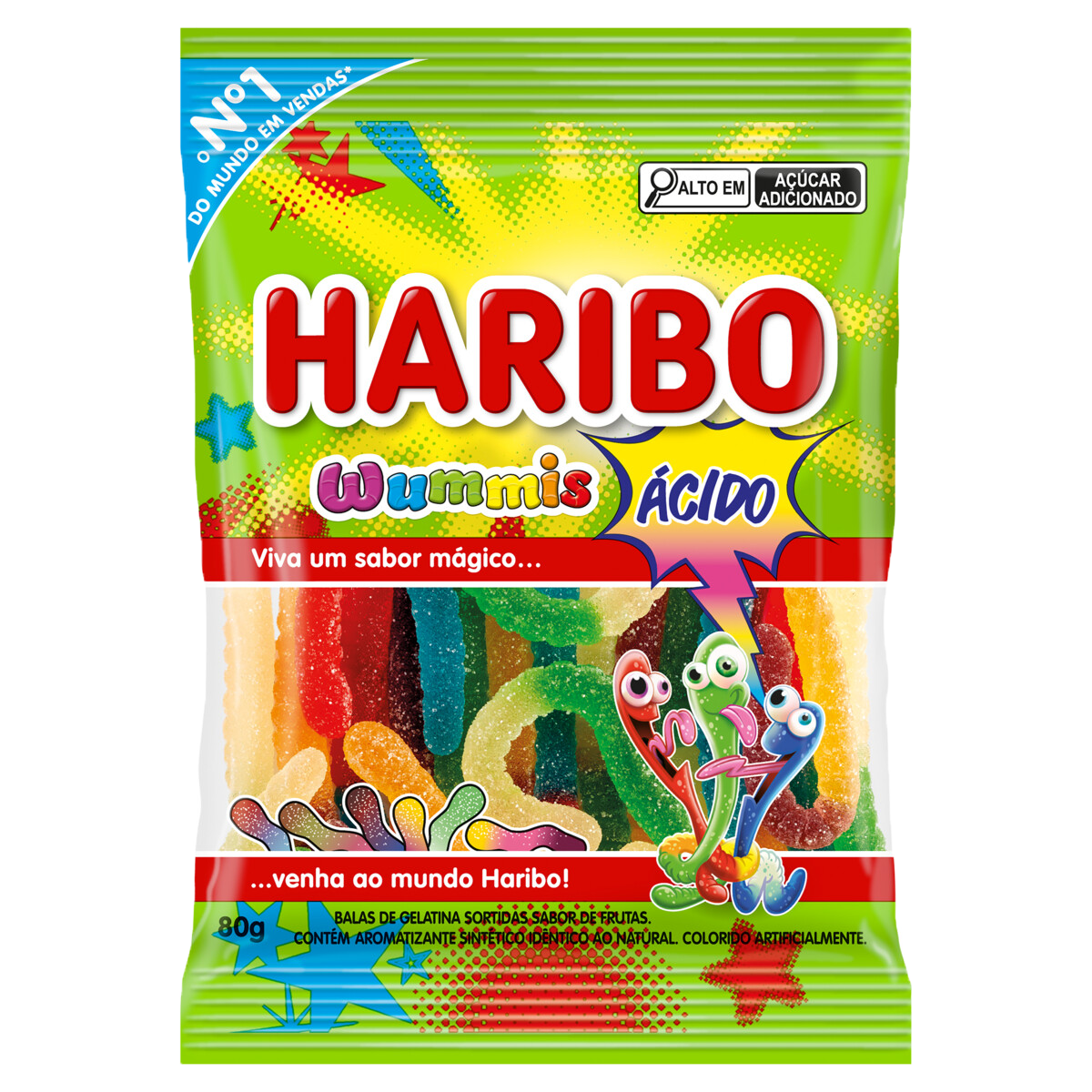*BALA DE GEL. 80GR HARIBO WUMMIS ACIDO