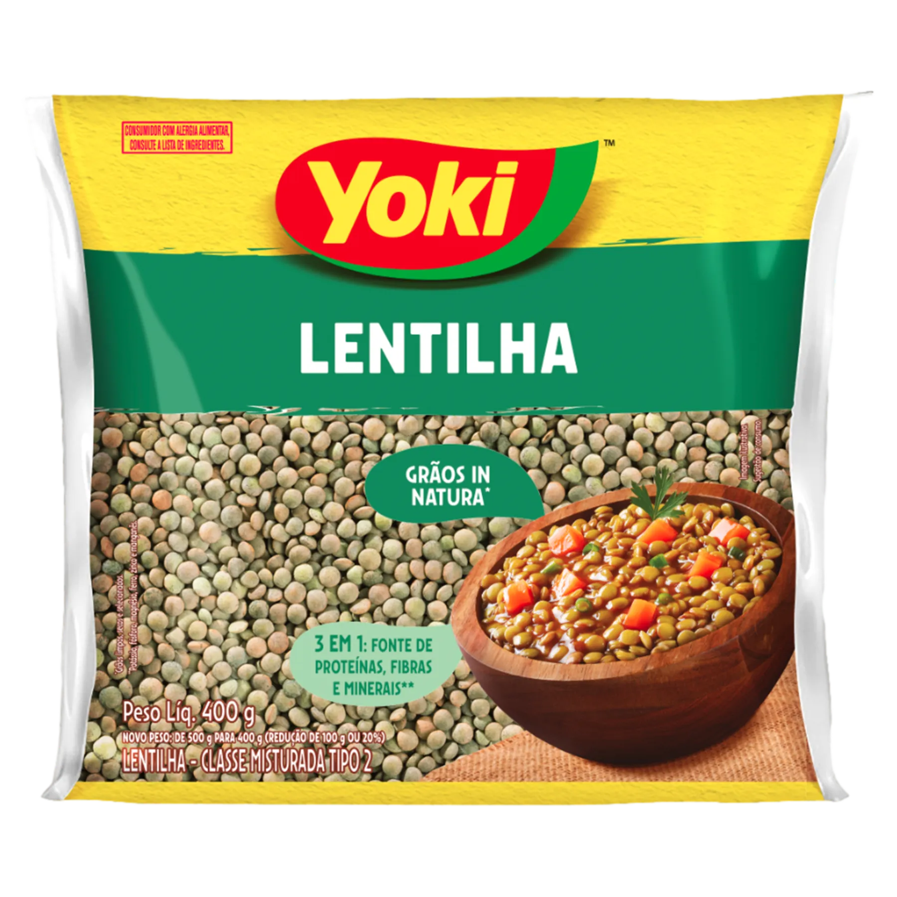 LENTILHA YOKI 400GR TIPO 2