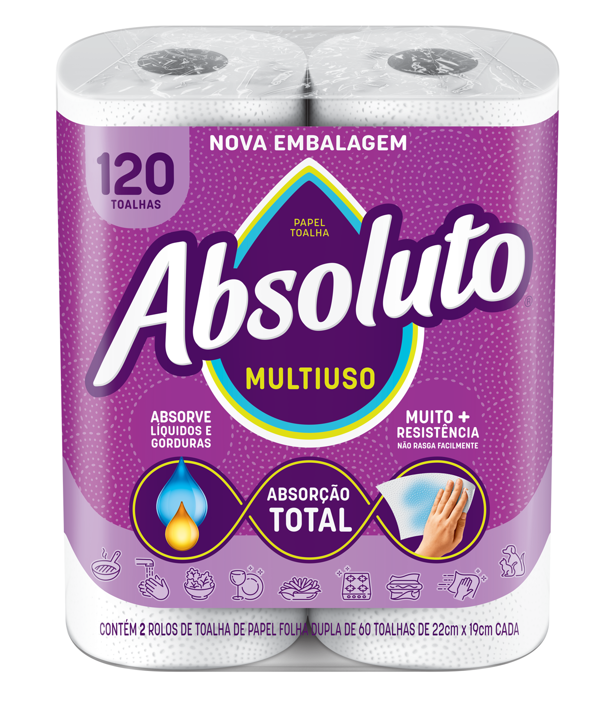 *TOALHA ABSOLUTO 1X2 BRANCO C/60 FLS