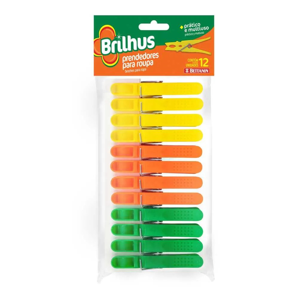 PRENDEDOR DE ROUPA BRILHUS C/ 12 UNI PL