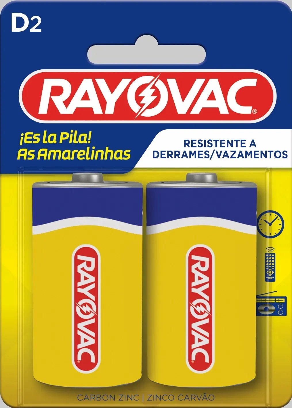 PILHA RAY. D ZINCO E-SM GDE.C/ 2