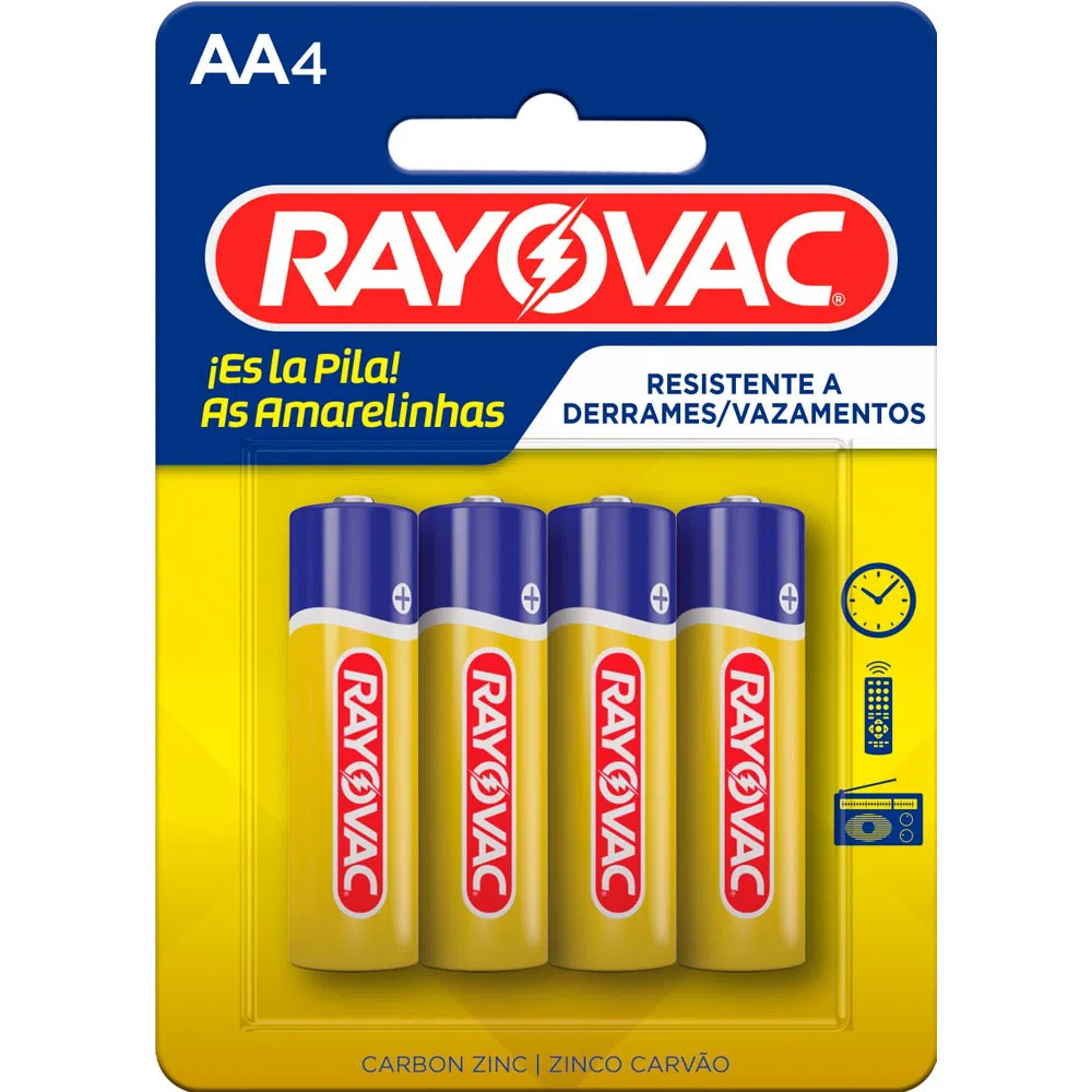 PILHA RAY. ZINCO E-SM AA PEQ.C/ 4