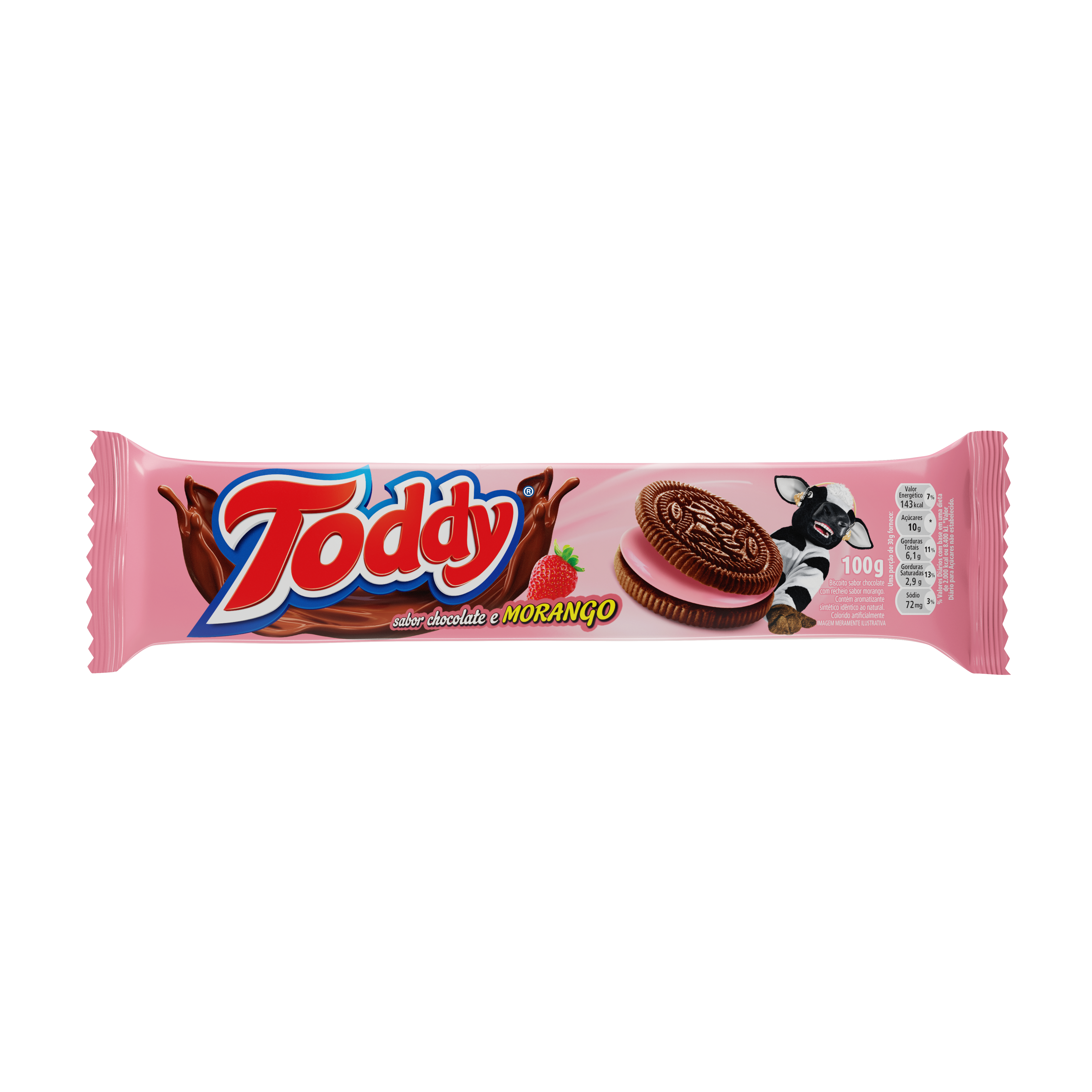 BISC. RECHEADO TODDY 100GR MORANGO