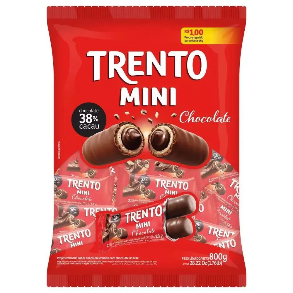 WAFER MINI TRENTO 800GR CHOCO AO LEITE
