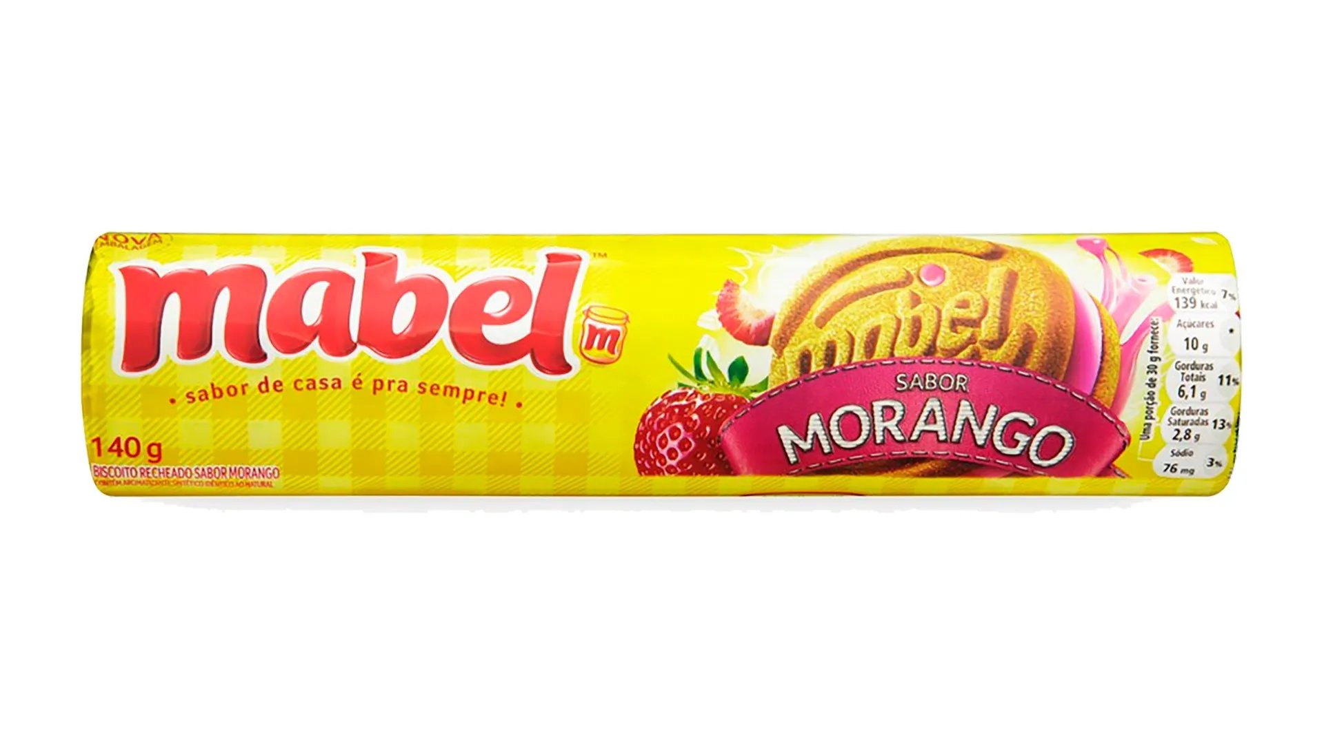 BISC. RECHEADO MABEL 140GR MORANGO
