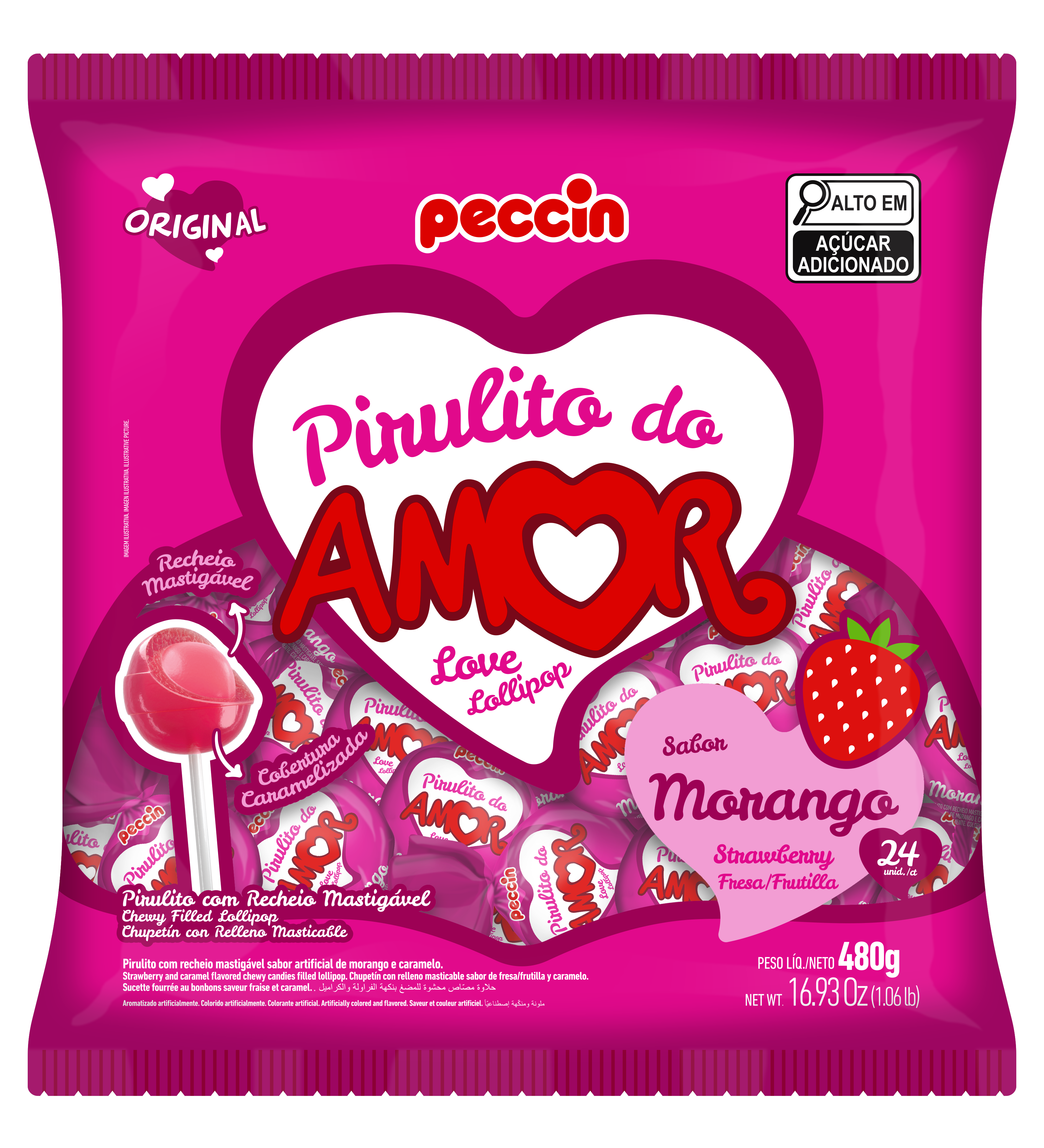 PIRULITO 480GR MORANGO DO AMOR
