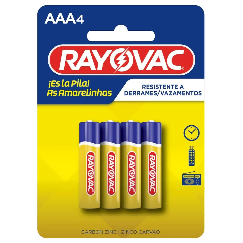 PILHA RAY. ZINCO E-SM AAA PALITO C/ 4