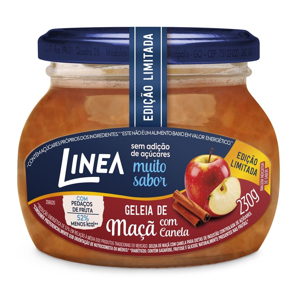 GELEIA DIET LINEA MAÇÃ COM CANELA POTE 230G
