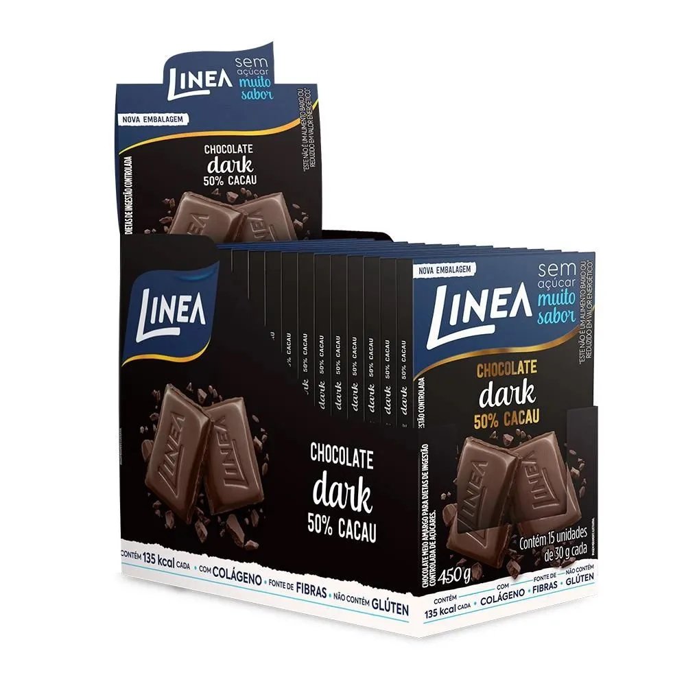 CHOC. LINEA 15X30GR DARK ZERO ACUCAR