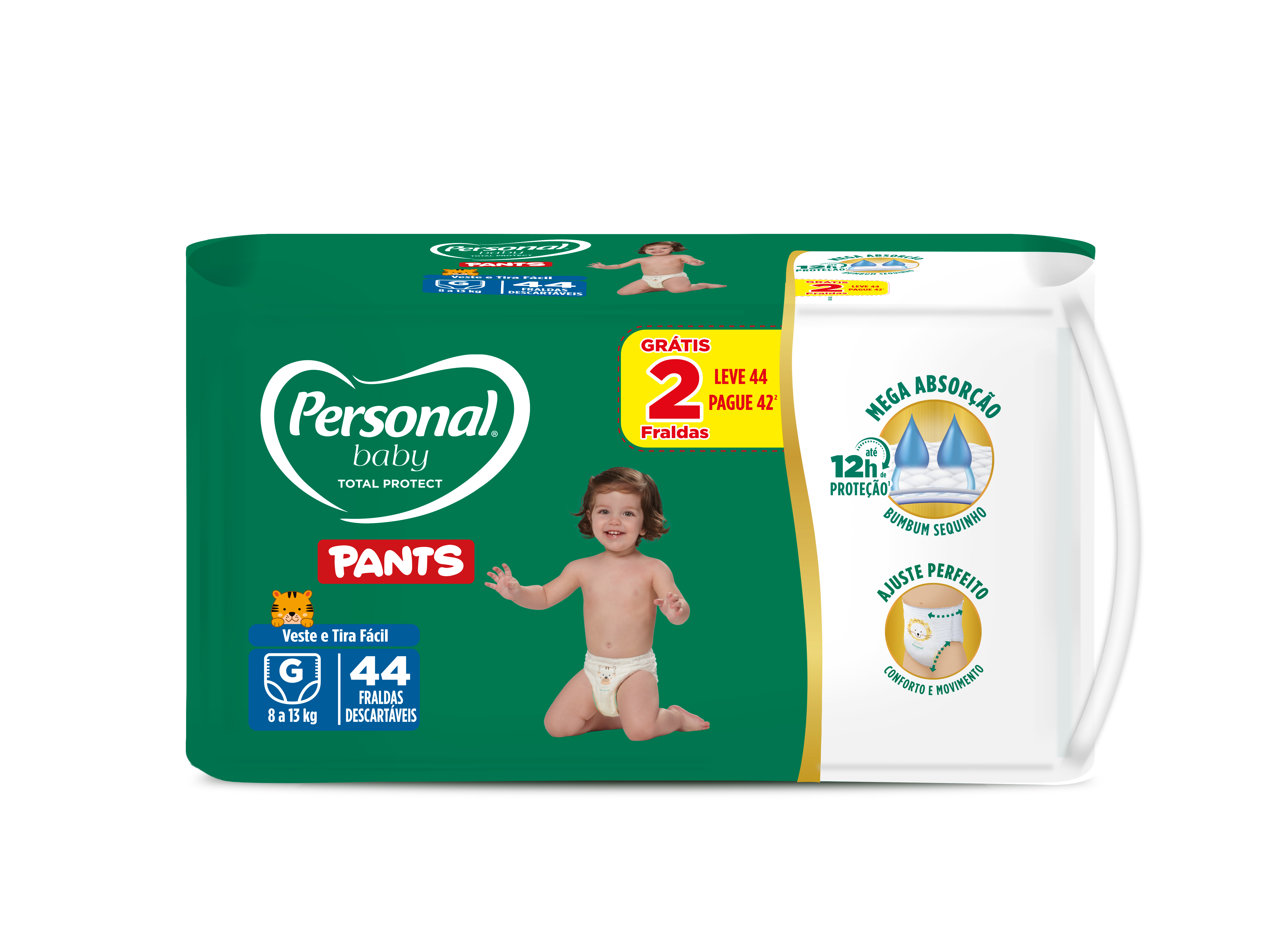 FRALDA PERSONAL BABY TOTAL PROTECT PANTS GRANDE 04X44PADS