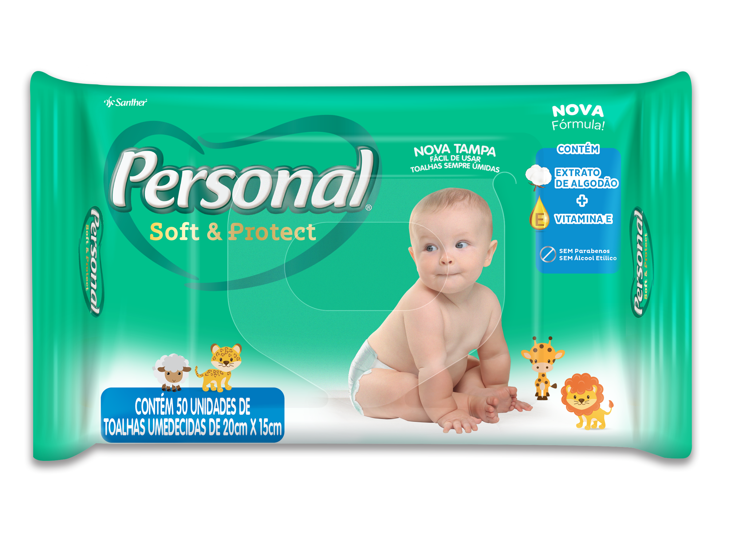 TOALHA UMEDECIDA PERSONAL BABY INFANTIL SEM PERFUME PURO CUIDADO PACOTE 48 UNIDADES